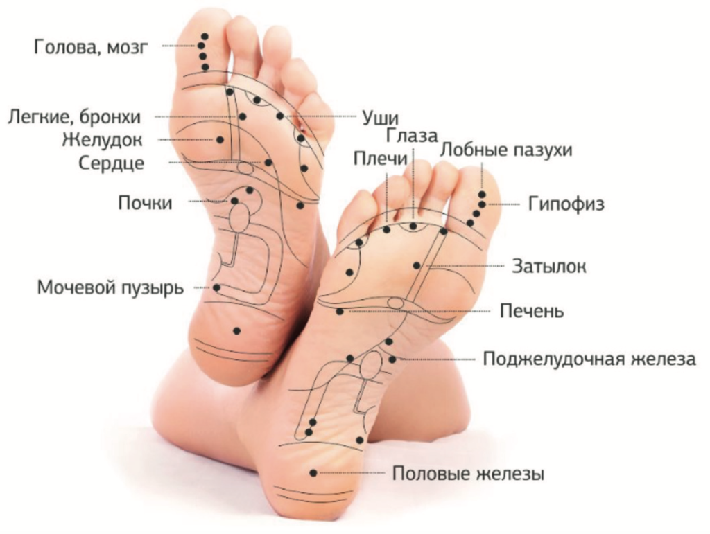 Массаж стоп по точкам